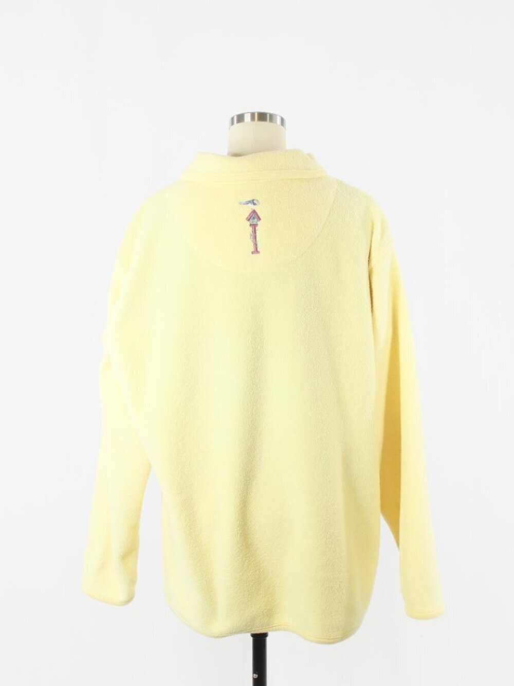 Vintage 00's NORTHERN REFLECTIONS Yellow Embroidered Bird Fleece Jacket, Size L - Picture 3 of 15